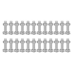 uxcell M6x30mm Square Neck Carriage Bolts with Nuts & Washers, 24Set 304 Stainless Steel Round Head Square Neck Coach Bolt Screws, Silver Tone