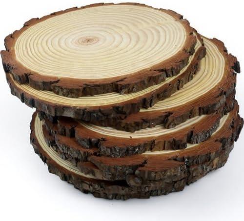 Rustic Wood Crafts Natural Wood Slices, Round Centerpiece Decor, Solid Wood, 10-11 Inch Diameter, Set of 8, for Events, Weddings, DIY Projects