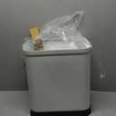 Gintan 13 Gallon Trash Can with Lid, 25-45 L Altitude Variable Bin, Garbage Can with Wheels for Kitchen, Bathroom, Bedroom, Office, Two Space-Saving Small Waste Bin and Garbage Bag (Big White)