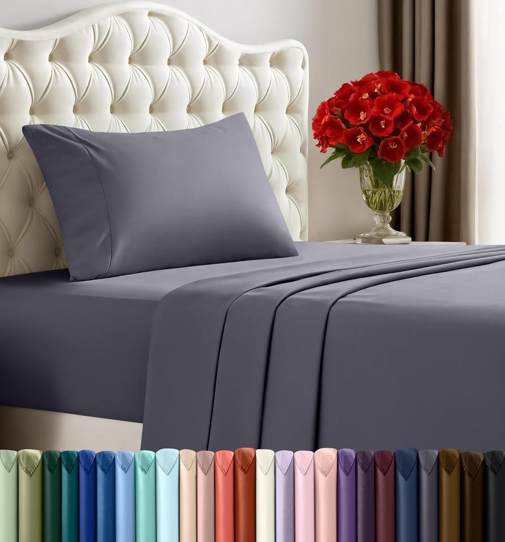 Utopia Bedding Twin Sheet Set  3 Piece Bed Sheets for Twin Size Bed, Soft and Breathable Microfiber, Includes 1 Fitted Sheet, 1 Flat Sheet and 1 Pillowcase (Grey)