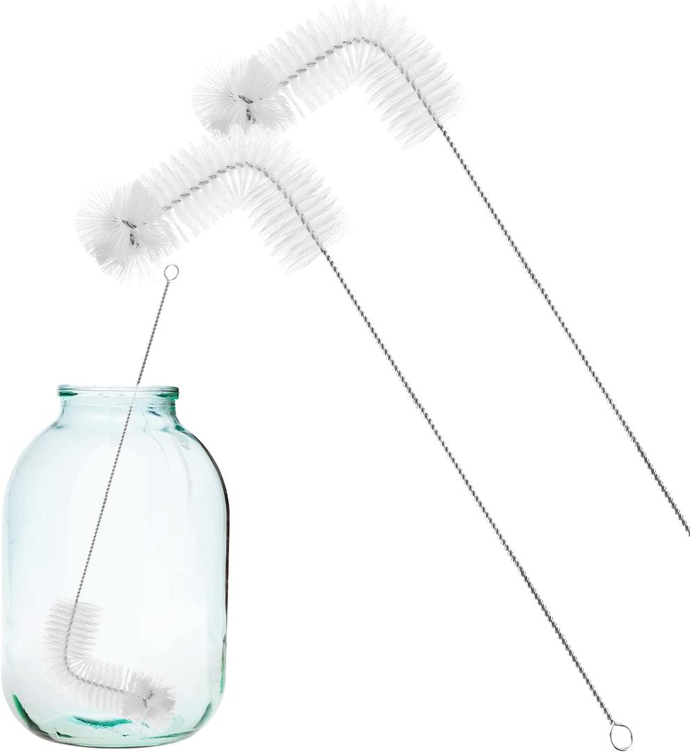 Honeydak 2-Pack 30 Inch Carboy Brush, Nylon & Steel, L-Shape, Clear, 76cm, Wine Making & Beer Brewing, Glass Carboy Cleaning Brush