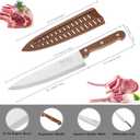 8 inch Chef Knife, Razor Sharp Kitchen Knife with Protective Knife Sheath, Razor Sharp Slicing Knife with Ergonomic Handle, German Stainless Steel, Dishwasher Safe (Brown Color)