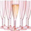 US Acrylic Plastic Reusable Champagne Flute (Set of 12) Rose Pink 5oz Stems | BPA-Free, Shatterproof, Made in USA | Top-Rack Dishwasher Safe