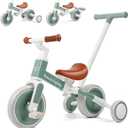 6in1 Toddlers Tricycle Baby Balance Bike, Kids Steering Push Handle Bicycle with Removable Pedals, Adjustable Seat,Training Wheels Toys 18 months+ Birthday Gifts for Boys Girls 2 3 4 Year Olds, Mint
