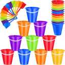 Didaey 12 Set Beach Sand Buckets and Shovels Set Includes 9 Inch Large Sand Buckets and Shovels Beach Pails Toys for Kids for Summer Theme Party Favors Summer Game (Multicolor)