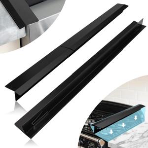 16.5"-33" Stove Counter Gap Covers, Stainless Steel Stove gap Guard, Cooktop Trim Kit, Stove Gap Guards, Oven Gap Filler, Heat Resistant & Effectively Protect Stove Gap Filler,BLACK(2PCS)