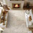 Large Area Rugs 8x10 Neutral Washable Beige Tan Rug for Bedroom
Light Brown and Cream Geometric Patterned, Vintage Farmhouse Style, Low Pile Soft, Non Slip Rubber Backing, for Living Room