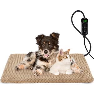 INVENHO Heated Dog Bed, Waterproof Adjustable Temperature Dog Cat Heating Pad with Timer, Indoor Pet Heating Pad for Cats Dogs Electric Pads for Dogs Cats, Pet Heated Pad M: 28" x 20"