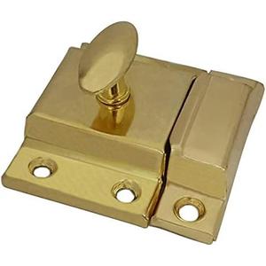 QCAA Oval Turn Cabinet Latch, for Cupboard & Other Furniture, Small, Brass Plated, Made in Taiwan