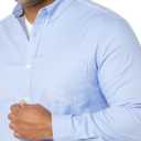 Amazon Essentials Men's Slim-Fit Long-Sleeve Stretch Oxford Shirt with Pocket (Blue, L)