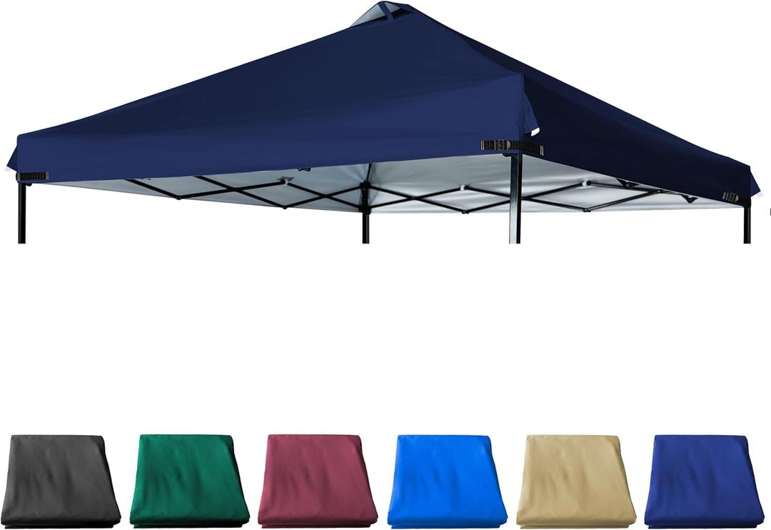 Canopy Replacement Top Silver Coated with Air Vent Upgraded Adjustable Straps for Most 10x10 Straight Leg Frame, (Blue) , 10x10 FT