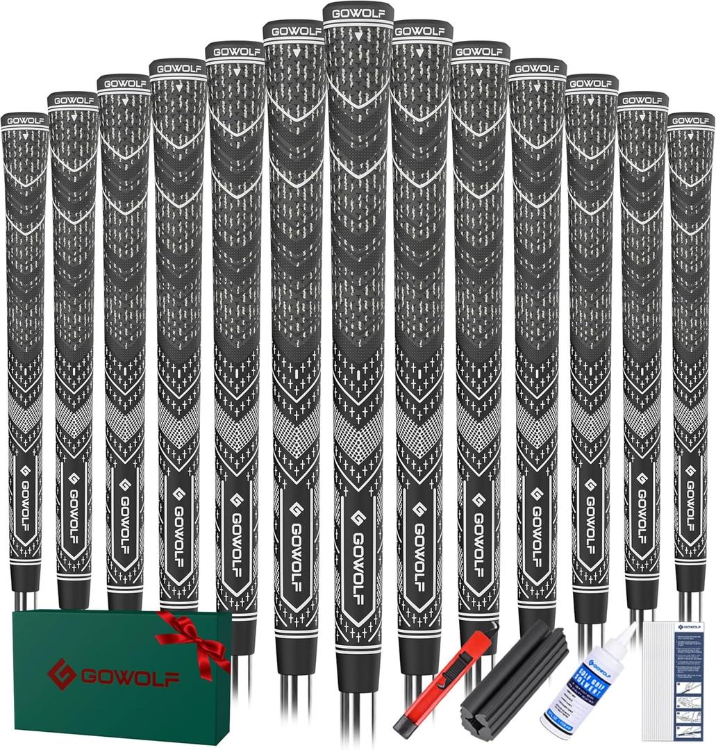Gowolf Golf Grip Cord Rubber Multi-compound Golf Driver Irons Club Choose 13 Grips with 15pcs Tapes Or Full Kit choose one