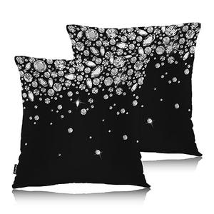Swono Gems Print Square Pillow Covers Cushion Covers, Diamond Print 18 X 18 Inch Set of 2 Throw Pillow Cover Couch Pillowcases Home Decorative for Couch Sofa Car Bedroom, No Insert