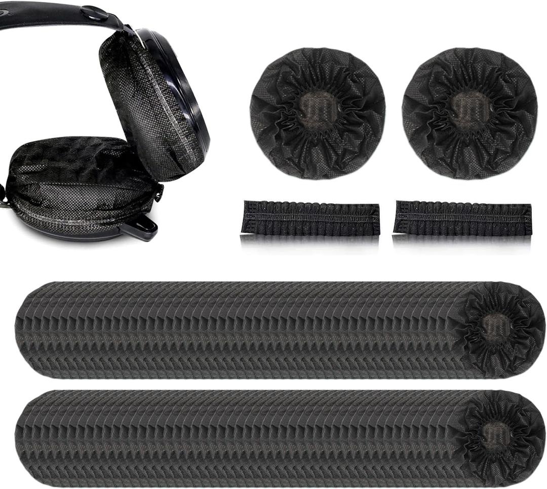 5 x Headphone Covers, 100pcs Disposable Ear Covers Made of High Elastic Non-Woven Fabric, Perfect for Ear Headphones with 3.15”-4” Earpads (Black)