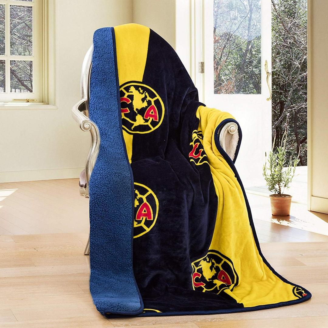 Club America Silk Touch Sherpa Lined Throw Blanket 50x60"