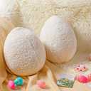 2 Pieces Easter Pillows Egg Stuffed Throw Cuddly Huggable Egg Hugging Pillow Decoration for Easter Birthday Bedroom Sofa Couch Gift Supplies (lamb wool, White)
