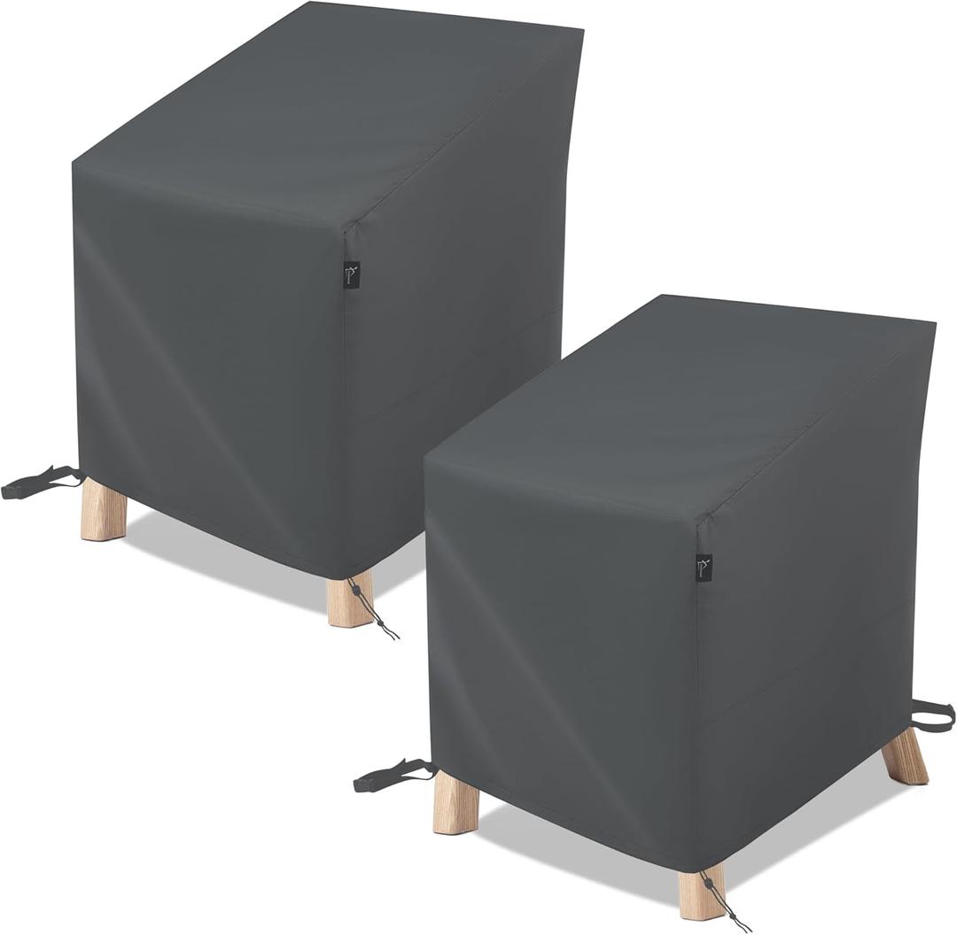 Patio Furniture Covers Waterproof 2 Pack,Patio Chair Covers for Outdoor Furniture Waterproof ,Heavy Duty Chair Covers Waterproof-Grey 30"x34"x28.87"/38.5"(H)