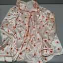 Yiulangde Womens Bow Tie Pajamas Shorts Holiday Pjs Set Long Sleeve Button Up Shirt Ruffle , L