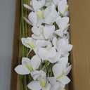 IPOPU White Orchid Artificial Flowers 5 Pcs Real Touch Orchids with Stem for Vase Wedding Party Table Centerpiece DIY Home Office Decor