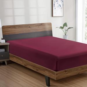 FreshCulture California King Fitted Sheet Only - Hotel Quality Fitted Sheet - Ultra Soft & Breathable - Brushed Microfiber - Deep Pocket - Cooling Fitted Sheets for Cal King Size Bed (Burgundy)