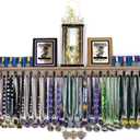 4ft- Medal Awards Rack Premier Medal Hanger Display Rack and Trophy Shelf for Gymnastics, Soccer, Basketball, Football, and More. The Largest Medal and Award Display- 48 (Stained Walnut)
