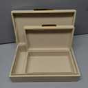 ZICOTO Decorative Storage Boxes with Lids  Set of 2 Beautiful PU Leather Organizer Bins for Your Bookshelf Home Decor - Safely Store Photos, Documents and Memory Box Keepsakes in Style (Beige)