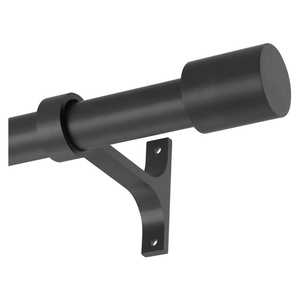 Extra Long Curtain Rods for Window 144-240", Telescoping Heavy Duty 1-Inch Single Drapery Rods for Window with Cap Finials, Matte Black