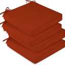 Basic Beyond Outdoor Chair Cushions Set of 6, Square Corner Outdoor Cushions for Patio Furniture, Water Resistant Patio Chair Cushions with 2 Ties, 18.5x16x3, Brick Red