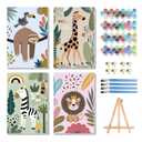 Bgpunt 4 Pack Paint by Numbers for Adults Kids with Framed, Animals Paint by Number on Canvas, Cute Boho Acrylic Oil Painting Kits Crafts for Adults Home Wall Decor, 8x12 inch