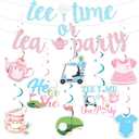 Sursurprise Golf Gender Reveal Decorations, Tee Time or Tea Party Banner, Golf Hanging Swirls, Pink Blue Sports Boy or Girl Gender Reveal Baby Shower Indoor Outdoor Party Supplies