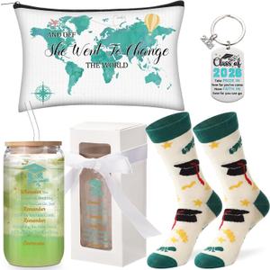 Blushtier 5 Pcs Graduation Gifts Set for Her 2026 College High School Graduation Gifts Sets for Her Congrats Grad Gift Basket College Masters Degree Graduates for Women Girl Daughter Friend Sister