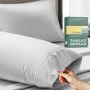 Thread Spread 100% Organic Cotton Pillow Cases Set of 2 Queen/Standard Size - Soft, Cooling, Crisp & Breathable Organic Cotton Percale Weave Pillowcase for Queen Pillow (Light Grey), GOTS Certified