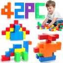 42PCS 1.2inch Magnetic Building Blocks Cubes for Kids 5+, Montessori STEM Toys Magnet Stacking for Learning Educational Autism Sensory Autistic Airplane Travel Activities Car Toy Gifts for Boys Girls
