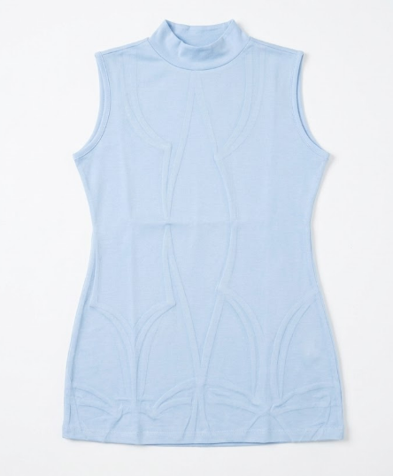 MANGDIUP Women's Mock Turtleneck Long Sleeve Sleeveless Tops Basic Slim T-Shirts Blue M