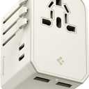 Spigen Universal Travel Adapter, 45W International AC Plug Adapter, International Travel Charger for EU UK AUS, Worldwide Travel Adapter, 2 USB-A & 2 USB-C Multiple Ports for Mobile, Dune Beige