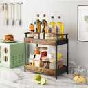 KLM Countertop Coffee Station Organizer, 2 Tier Wooden Shelf for Coffee Bar Accessories, Condiment Storage Caddy for Kitchen, Bathroom Counter Organizer, Home, Office - Brown, 13.38 x 7.08 x 13.38 inches