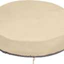 SunPatio Round Patio Daybed Cover 88 Inch, Heavy Duty Waterproof Outdoor Canopy Daybed Sofa Cover with Taped Seam, 85"L  88"W  35" /16"H, All Weather Protection, Beige