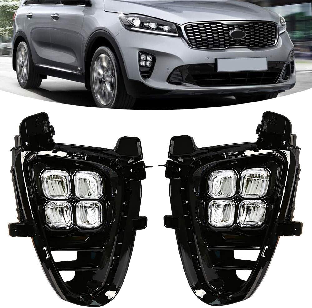 N / A For KIA Sorento L/LX/LX V6/ EX V6 2019 2020 4 Eeys Style Daytime Running Lights Fog Lamp Accessories Cover Day Light Accessories, Cover Day Light with Bezel