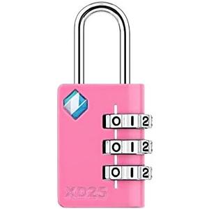Zarker XD25 3-Digit Combination Small Mini Padlock, Pink, 1-Pack, Set of 3