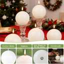 3 in Soy Ball Candles,4 Pack Hand-Poured Natural Soybean Wax Round Pillar Candles,Elegant White Candles-26H Long Burning Time,Dripless,Unscented,Smokeless Candles Dinner Table,for Wedding,Home Decor