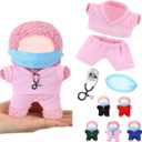 17cm Doll Clothes Doctor Nurse Scrubs Outfit Set for 17cm Dolls with Mini Mask Stethoscope Cute Nurse Uniform with Accessories Gift for DIY Dress-up Lovers & Collectors(Pink)