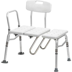 Drive Medical Splash Defense Tub Transfer Bench for Bathtub - U-Shaped Shower Curtain Guard - Adjustable Height - Reversible Design - 400 Lb Capacity - Safe Bathing Aid - White