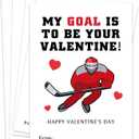 Hockey Valentine's Day Cards for Kids Classroom, Pack of 30 Classroom Valentines Cards, School Exchange for Boys and Girls, Valentine's Day Gift Tags for Class- QR03