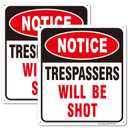 Notice Trespassers Will be Shot Sign, 2Pack Private Property Signs, 10"x8.6" No Trespassing Signs, Rust Free Reflective Aluminum Security Warning Sign, Fade Resistant, UV Protected, Easy to Mount
