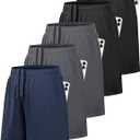 MLYENX 5 Pack Boys Athletic Shorts Active Performance Youth Kids Basketball Shorts Quick Dry with Elastic Waist Pockets, Size: Small