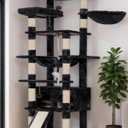 Heybly Tall Cat Tree, 78-inch Multi-Level Cat Tower for Indoor Cats, 2 Widened Plush Perches Cat Condo with Scratching Board and Big Caves, Smoky Gray HCT033G