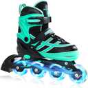 METROLLER Inline Skates for Girls Boys Adjustable Illuminating Wheels Inline Roller Skates for Youth Kids Outdoor Blades Size 4/7
