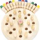 Wooden Memory Chess Matching Game: Family Board Games for Kids and Adults, Montessori Preschool Learning Educational Toy, Birthday Gift for Age 3 4 5 6 7 8+ Boy Girl