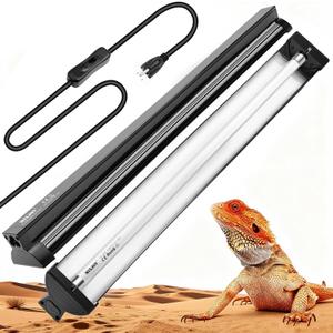 T5 HO UVB Reptile Light Fixture with 10.0 UVB Bulb, 24W High Output UVB Light for Reptiles, 22" T5 UVB Light Bar for Bearded Dragons, Tortoises, Iguanas, Desert Reptile UVB Lamp for Terrarium Lighting