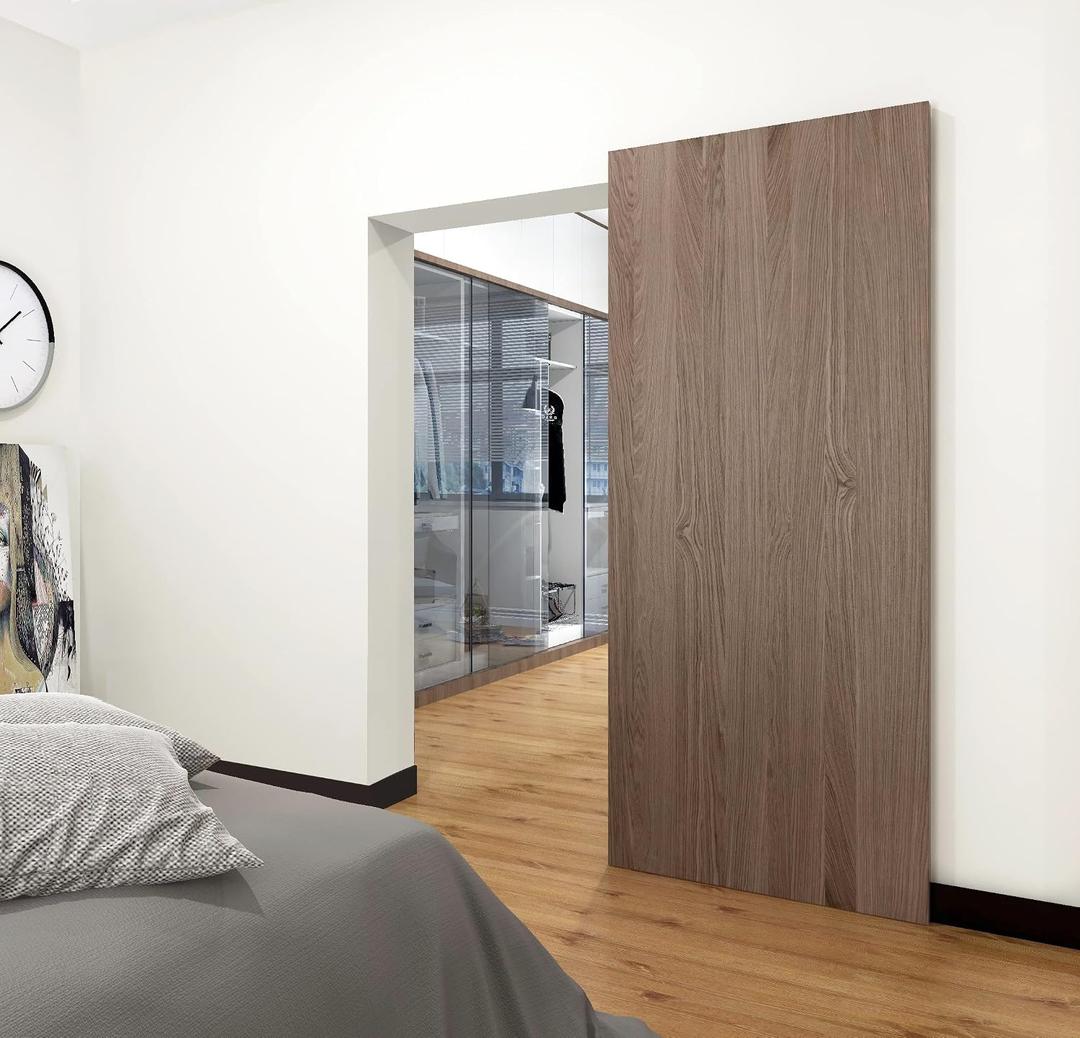 DIYHD 34" Concealed Sliding Barn Door Hardware with Dual Soft Close Mechanism, No Floor Track, Fit MIN Openning Width 28", Supports Up to 176 lb, Hidden Wall Mount System (Door Not Included)